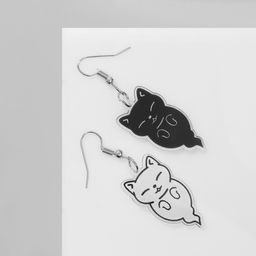 Серьги акрил Котики духи, цвет чёрно-белый - Queen fair фото 2