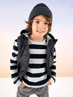 Bisiklet Yaka ?izgili Uzun Kollu Erkek ?ocuk Ti??rt - Waikiki фото 2