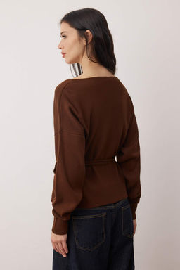 Kahverengi Kruvaze Yaka Triko H?rka TEDAW25HI00025