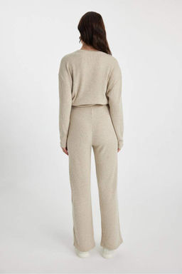 Прямые брюки на бретельках в рубчик Flayer Fit - Defacto фото 7