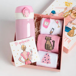 Новогодний подарочный набор термос и носки 3 пары KAFTAN «Тепла и уюта», размер 36-39