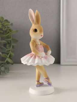 Фигурка полистоун Зайка-балерина в бело-розовой пачке, 7?7?18 см