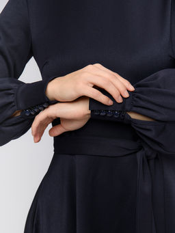 Платье синего цвета длины мини с объемными рукавами - 1001dress фото 5