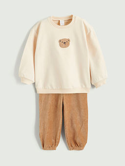 Bisiklet Yaka Erkek Bebek Sweatshirt ve Pantolon