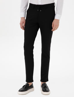 Siyah Slim Fit Ba_c_kl_ Kanvas Pantolon