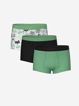 Bask?l? Erkek ?ocuk Boxer 3l?