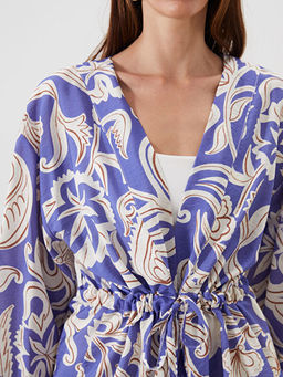 ?al Yaka Desenli Kad?n Kimono