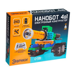 Конструктор радиоуправляемый Нанотанк, 4 варианта сборки, 243 детали - Эврики фото 9
