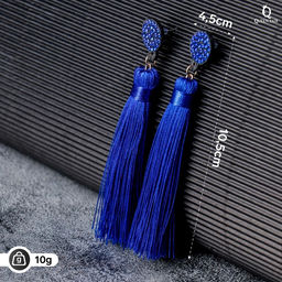 Серьги Кисти гармония, цвет синий L кисти 9.5 см