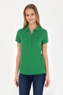 Женская зеленая базовая футболка с воротником-поло - U.s. polo assn фото 10