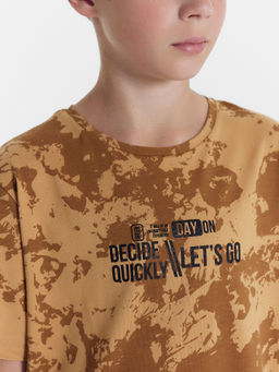 Футболка для мальчиков бежевая с дизайнерским принтом - Mark formelle фото 4