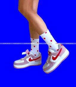 Цена за 10 пар. Байвей высокие носки белые с принтом "Сердечки" арт. 2344