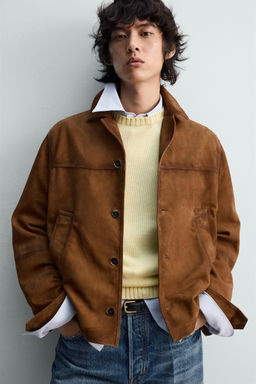 RELAXED FIT LEATHER SUEDE JACKET LIMITED EDITION - Zara фото 5
