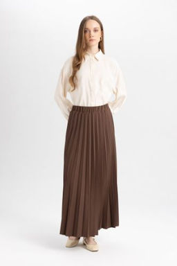 Pilise Esnek Belli Basic Duz Maxi Basic Etek