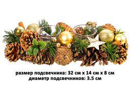 Новогоднее украшение подсвечник 32*14*8 см Новогодний лес на 2 свечи прямоугольный - Elan gallery фото 2