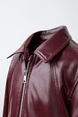 CAZADORA BOMBER EFECTO PIEL / Burgundy - Zara фото 6