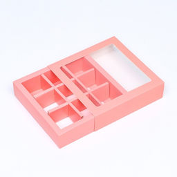 Цена за 2 шт. Коробка для 9 конфет, розовый, 14.5×14.5×3.5 см