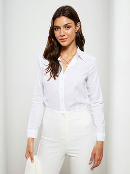 ?nden D??me Kapamal? D?z Poplin Kad?n G?mlek