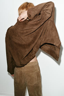 OVERSIZE FAUX SUEDE BIKER JACKET - Zara фото 3