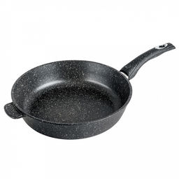 Сковорода с тефлоновым покрытием д30см "Гранит", h7,5см, s0,42см, ручка из термостойкого пластика, стеклянная крышка, подарочная упаковка (Россия)