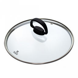 Крышка стеклянная д28см, h4см, жаропрочное стекло, термостойкий пластик (нейлон), складывающаяся ручка с покрытием soft-touch, ободок из нержавеющей стали, пароотвод, TalleR (Китай)