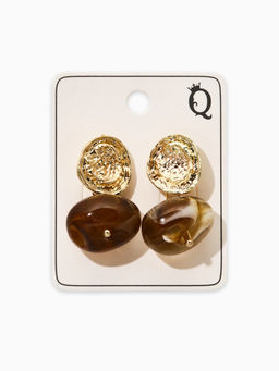 Цена за 2 шт. Серьги акрил "Хиты сезона", галтовка, цвет коричневый в золоте