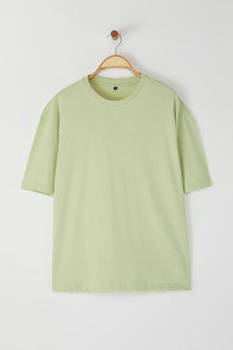 Mint Oversize/Genis Kesim %100 Pamuk K?sa Kollu Basic T-Shirt TMNSS22TS0318