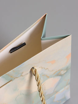 Пакет подарочный ламинированный «Мрамор», голубой, с бантиком, 19×15×7 см