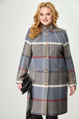 Пальто БелЭльСтиль 841 клетка серая  фото 51