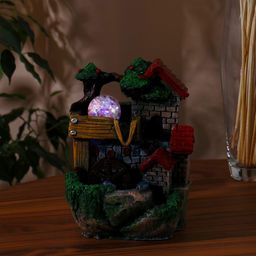 Фонтан настольный «Домик в лесу», 13×14.5×19.5 см, с подсветкой