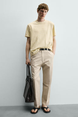 PANTAL?N CHINO STRAIGHT FIT ALGOD?N - LINO / Beige vigor?