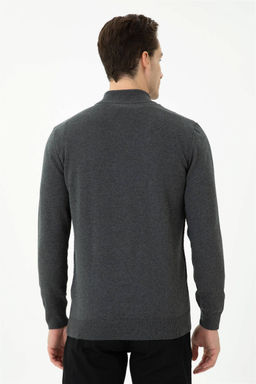 Мужской базовый трикотажный кардиган антрацитового меланжа - U.s. polo assn фото 5