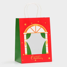 Цена за 12 шт. Пакет подарочный новогодний с окном Театр 19?26?13 см