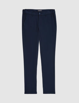 Lacivert Slim Fit Beli Latikli Kanvas Pantolon