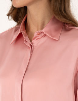 Pudra Comfort Fit Saten Uzun Kollu G_mlek