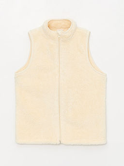 Dik Yaka Pel?? K?z ?ocuk Fermuarl? Yelek