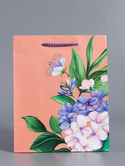 Пакет подарочный ламинированный «Цветы эмоций», персиковый, 18×22.3×10 см
