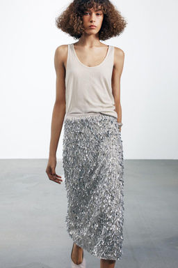 SEQUINNED MIDI SKIRT - Zara фото 2