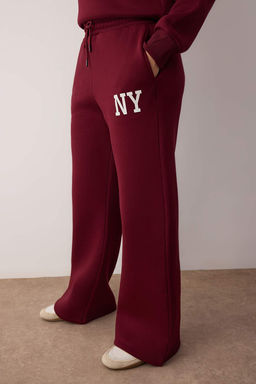 Teen Bordo Nak?sl? Dik Yaka Yar?m Fermuarl? Wideleg/Genis Paca Orme Esofman Tak?m? TWOAW26AU00081