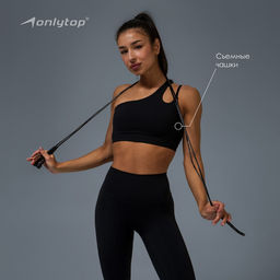 Топ спортивный женский ONLYTOP Asymmetry, размер 44 (M), чёрный