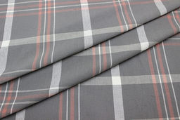Вареный (стираный) хлопок Клетка (цв.белый/лососевый) на сером, ш.2.5м, хл-100%, 115гр/м.кв - Купава фото 4
