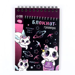 Блокнот-гравюра Kitty unicorn, 10 листов, штихель - Школа талантов фото 2