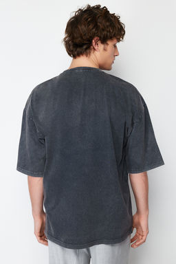 TRENDYOL MAN Indigo Oversize/Genis Kesim Eskitme Soluk Efektli %100 Pamuklu T-Shirt TMNSS24TS00120 - Trendyolmilla фото 3