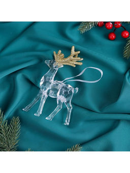 Ёлочная игрушка «Зимнее волшебство. Олень грация», 8×14 см, прозрачно-золотой