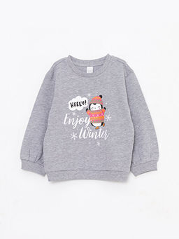 Bisiklet Yaka Uzun Kollu Bask?l? K?z Bebek Sweatshirt 2li - Waikiki фото 3