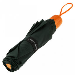 Зонт механический "Моно" плащевка, 8 лучей, д/купола 98см, 3 сложения, 24см в сложенном виде, пластмассовая ручка, темно-зеленый, 230гр (Китай)