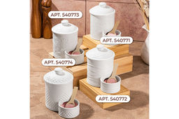 Банка д/соли 500 мл 15,5*10*14,5 см "Айсберг волны" с деревянной ложкой и крышкой