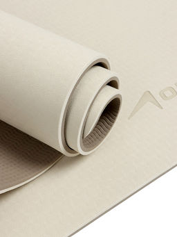 Коврик для фитнеса и йоги ONLYTOP, 183×61×0.8 см, молочный/темно-коричневый