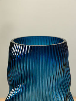 Ваза «Ванесса», волны, 24×12 см, стекло, синяя