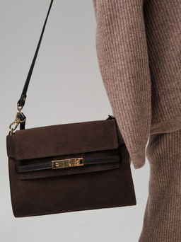 Замшевая сумка Rachel DBR 31361 черный каштан  фото 4